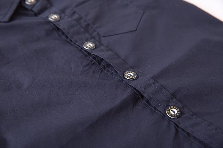 Navy Blue Cotton Button-Down Shirt for Boys