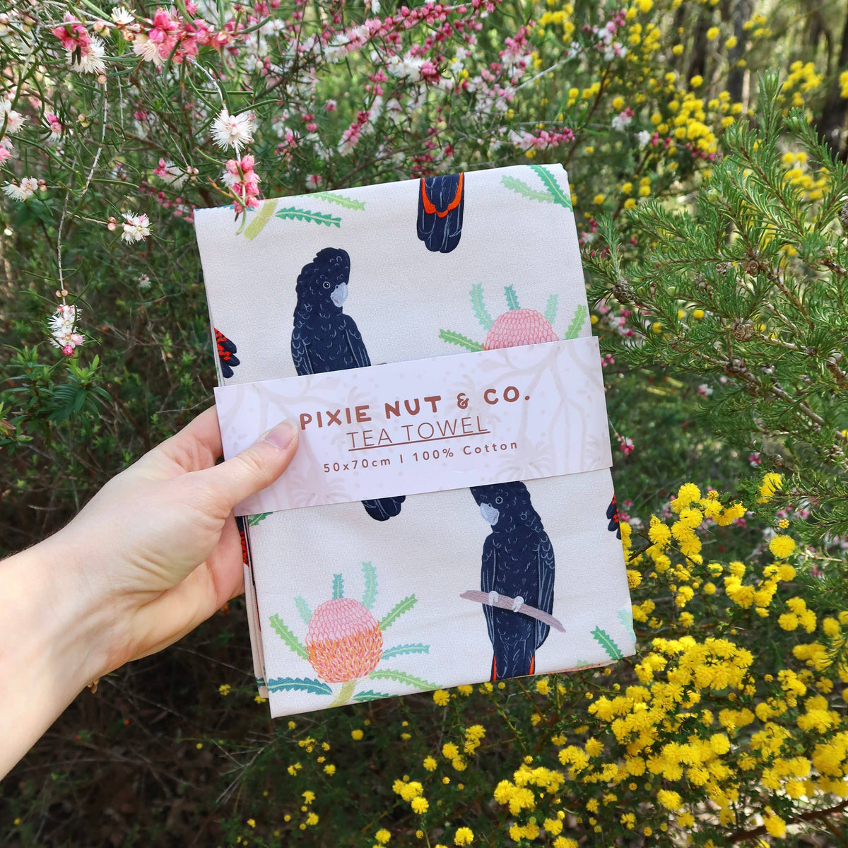 Australian Tea Towel - Black Cockatoo Banksia
