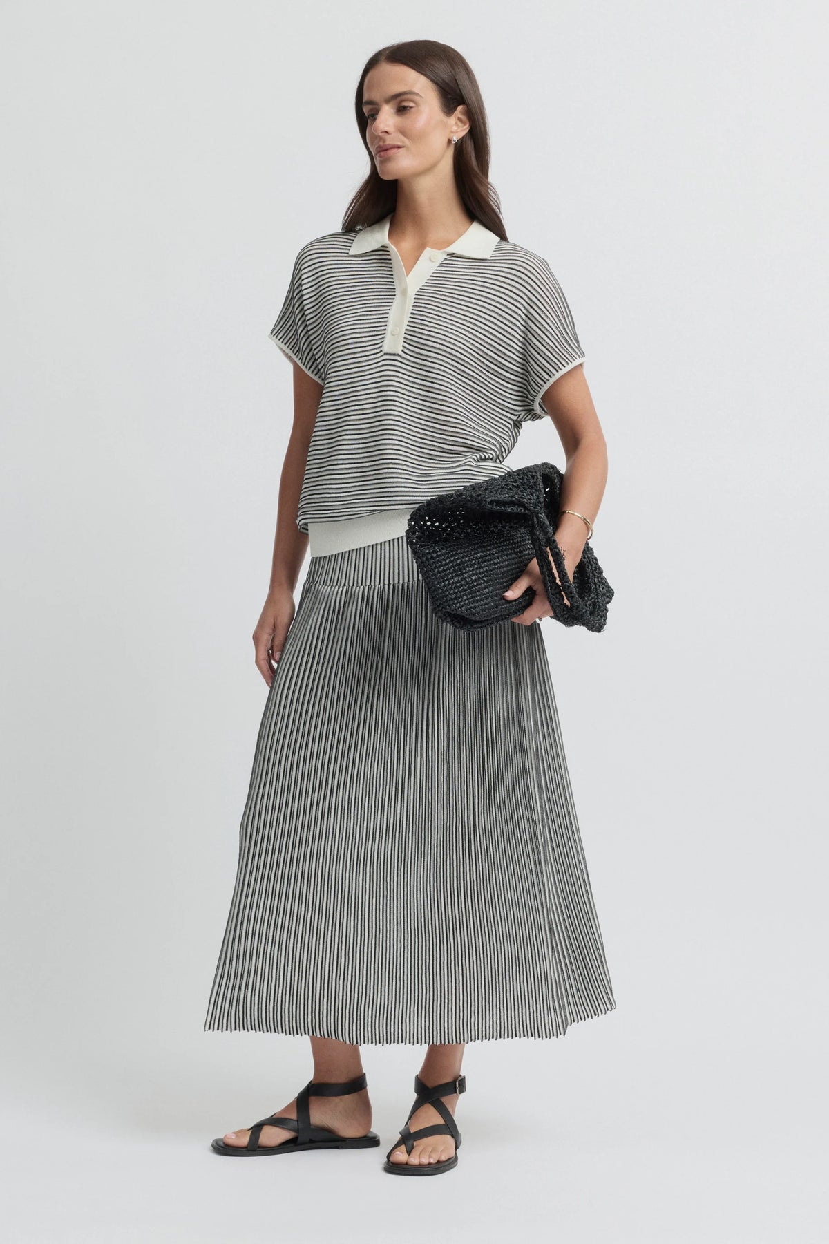 Loam Knit Skirt | Ecru/Black | Yarra Trail