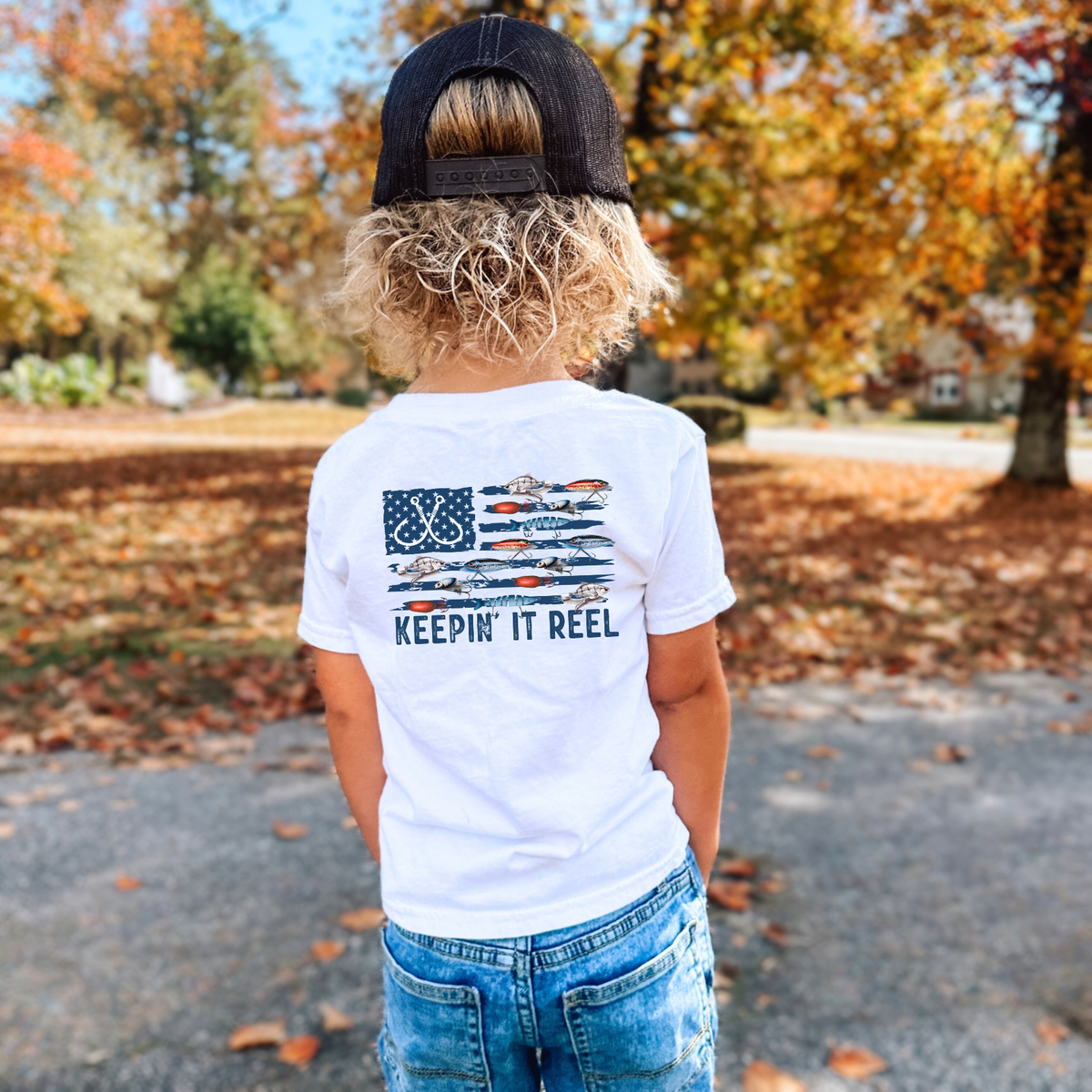 Keepin' It Reel Kids Fishing Tee | White