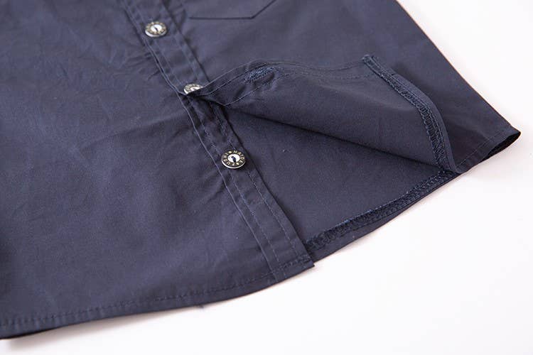 Navy Blue Cotton Button-Down Shirt for Boys