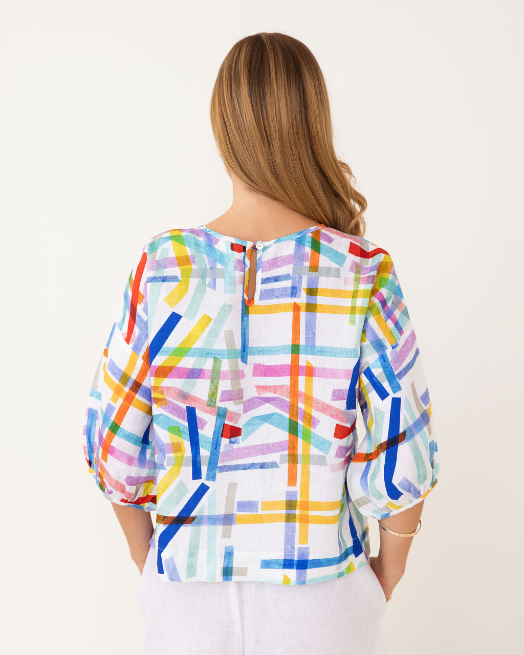 Confetti Stripe Balloon Sleeve Top | Kaleido