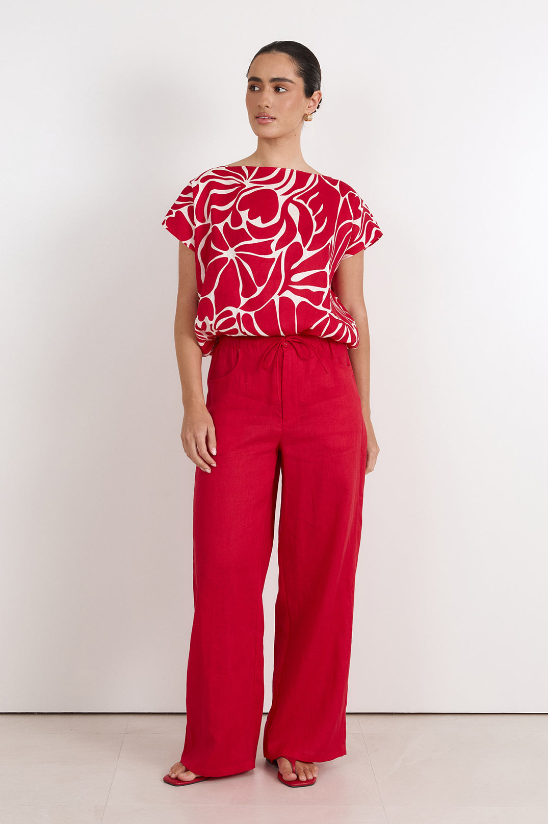 Skylar Linen Pant | Red