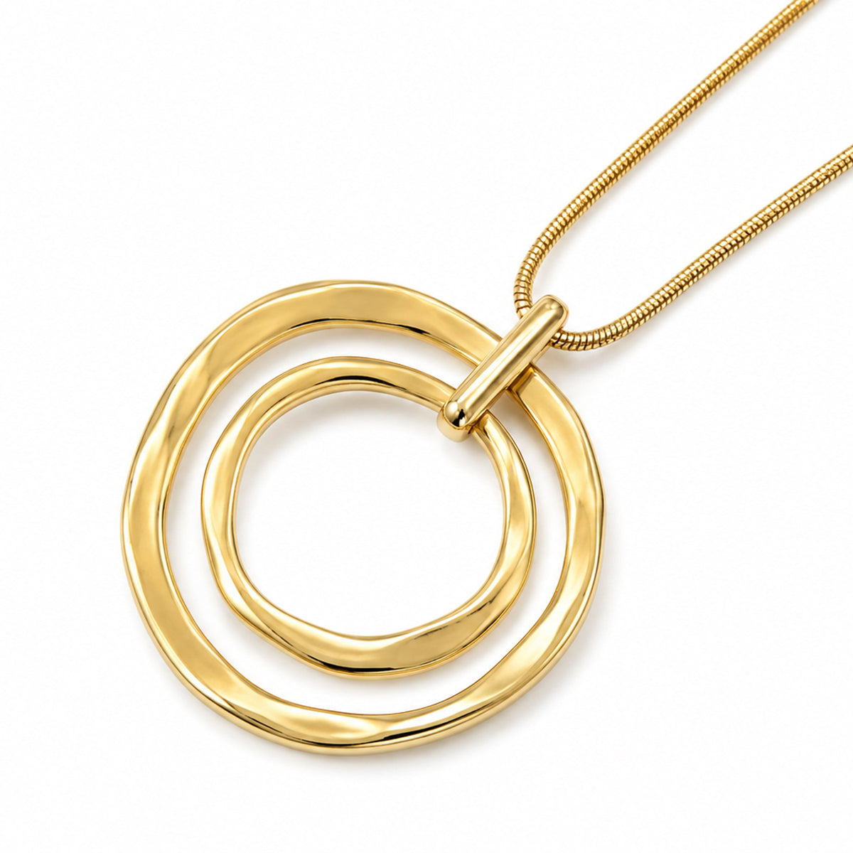 Large Rings Pendant Necklace | Gold | Long
