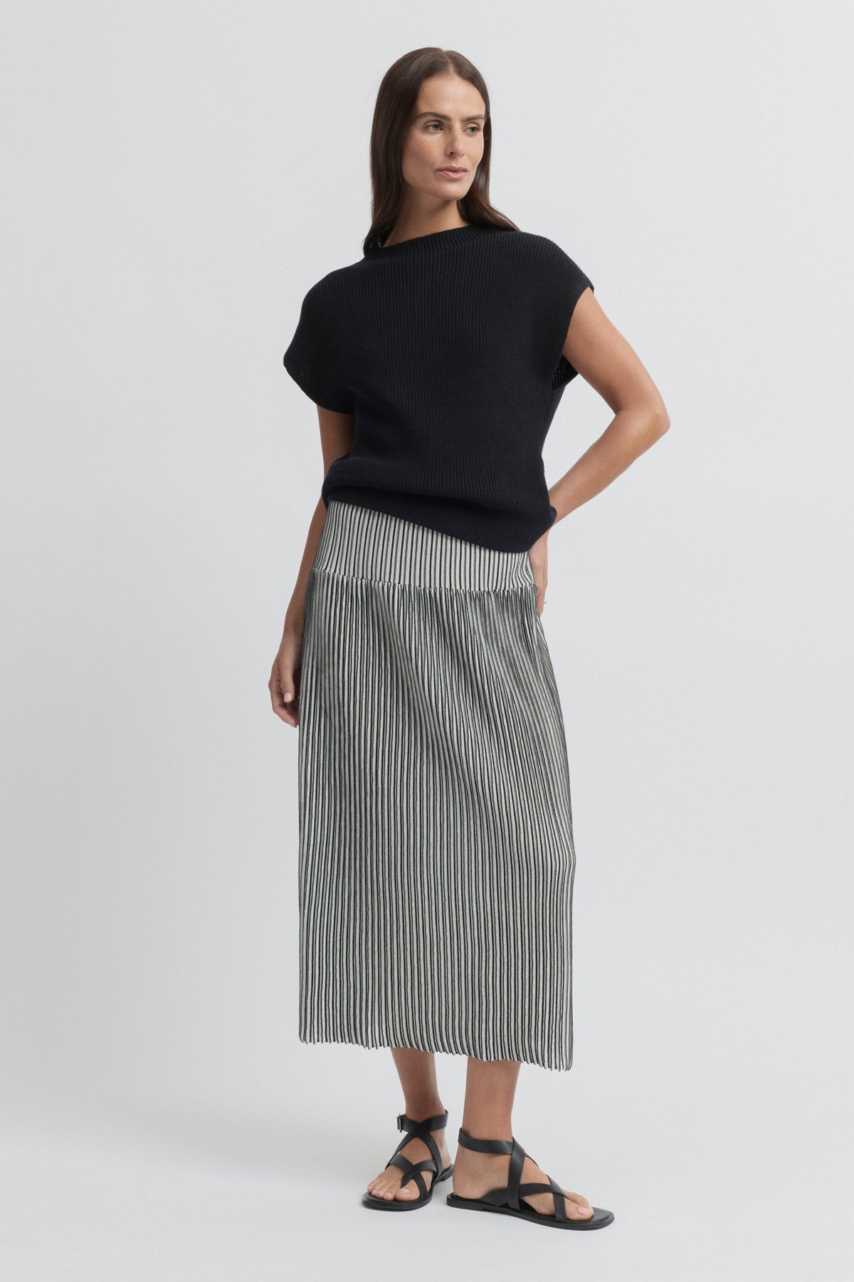 Loam Knit Skirt | Ecru/Black | Yarra Trail