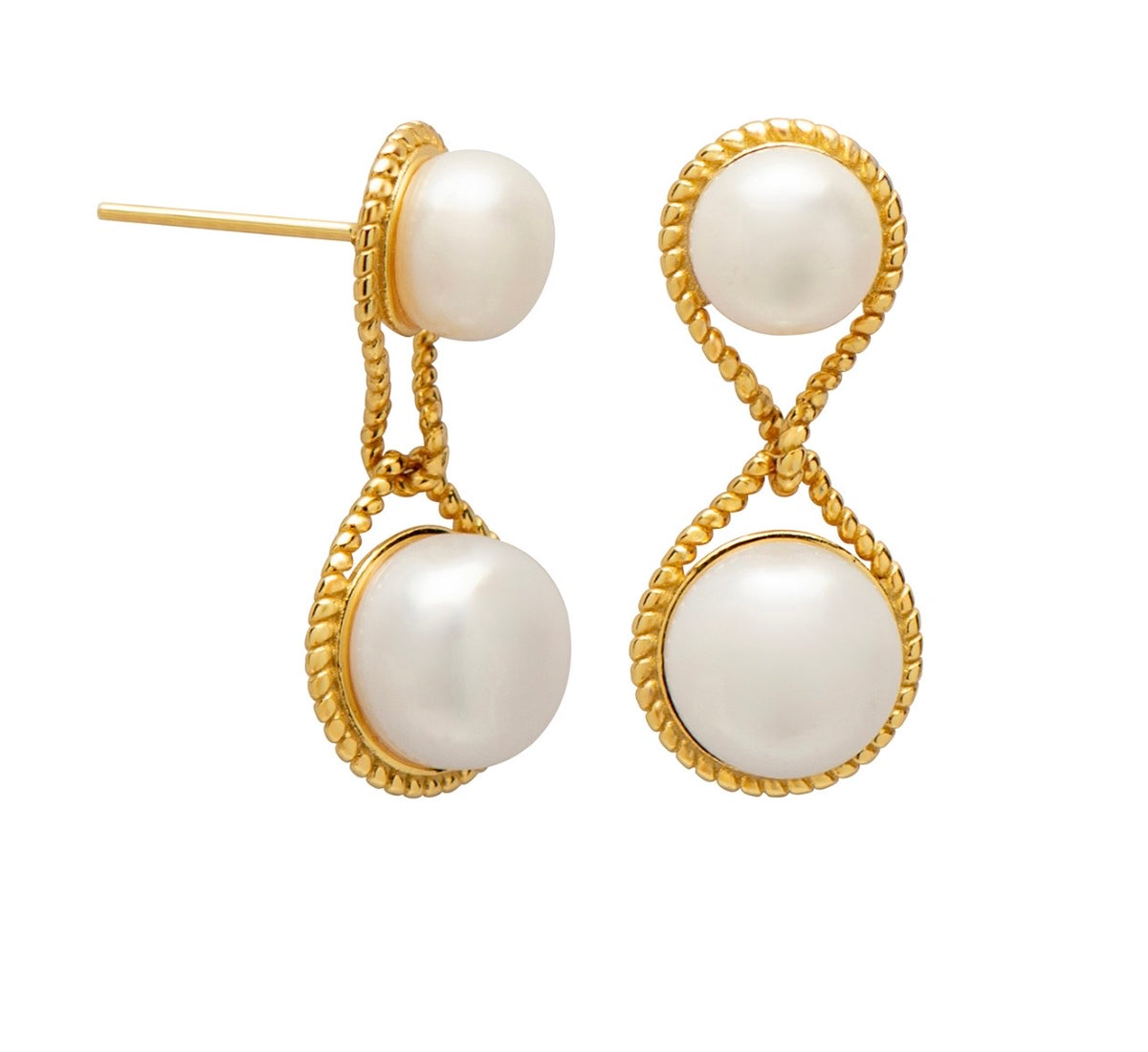 Reflection Pearl Earrings | Gold | Yisudesign