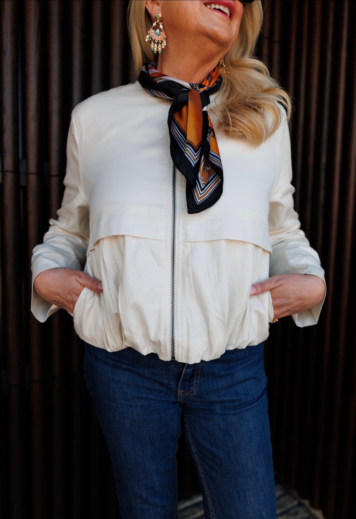 Micro Twill Bomber Jacket | Oyster | Marco Polo
