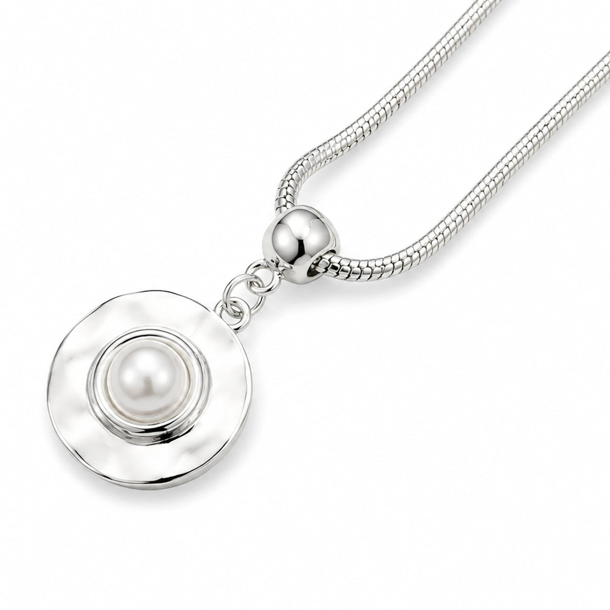 Pendant Necklace with Pearl | Silver | Short