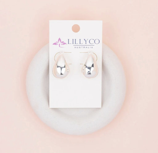 Solid Tear Silver Drop Earrings