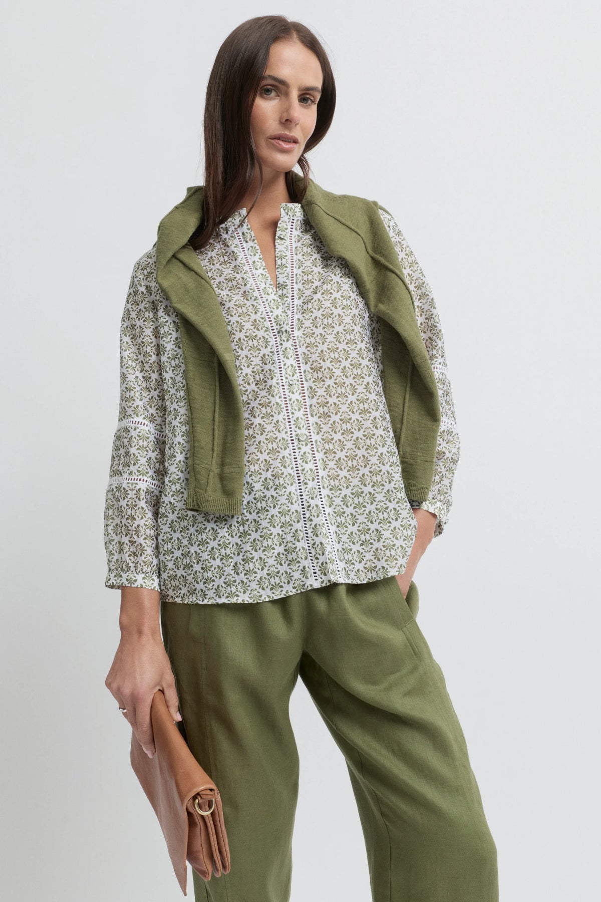 The Vine Blouse | Ecru/Lawn | Yarra Trail