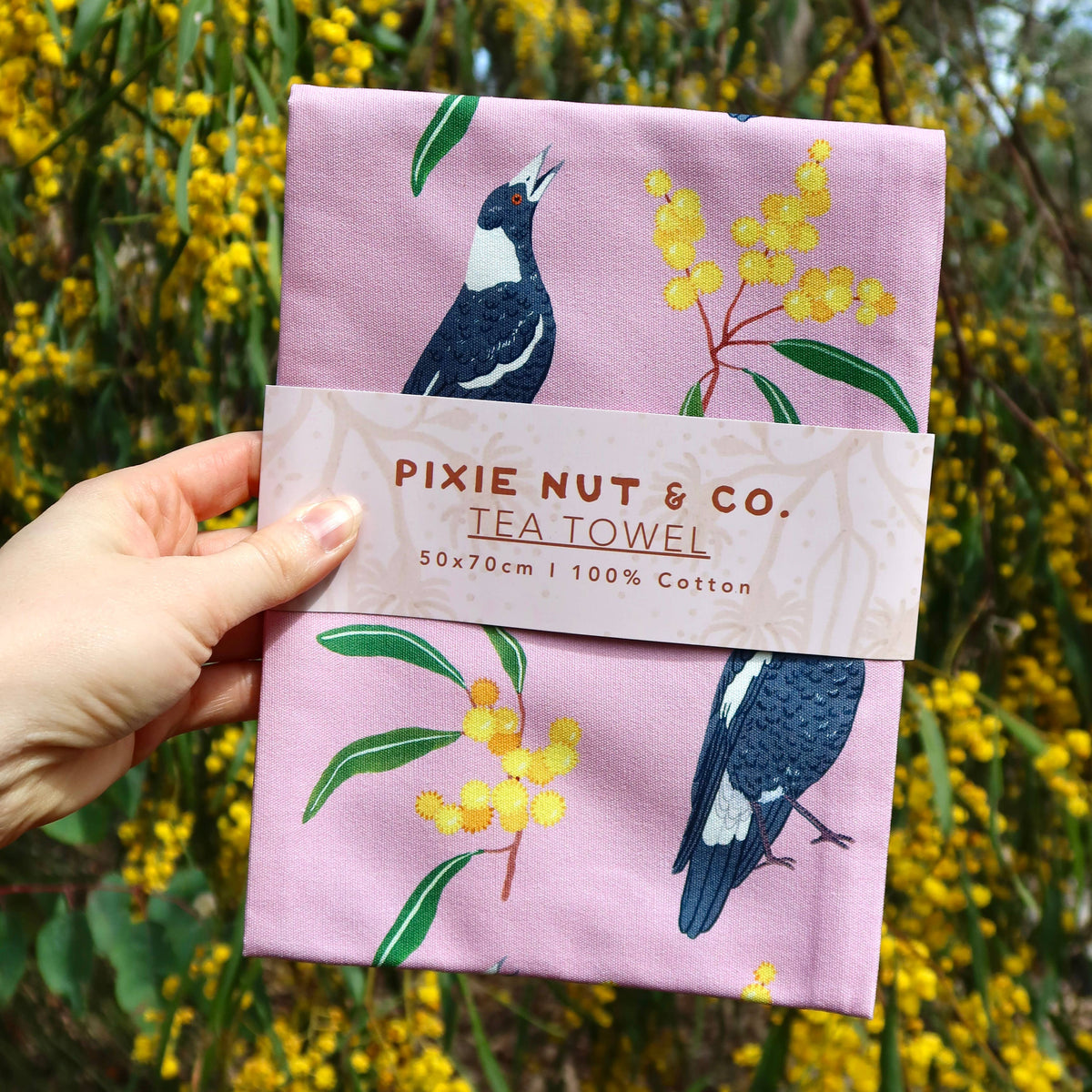 Australian Tea Towel | Magpie Wattle