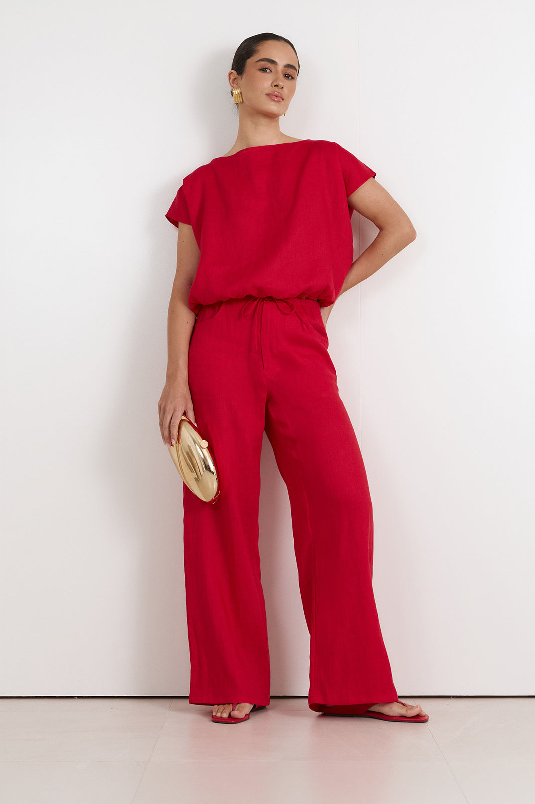Skylar Linen Pant | Red